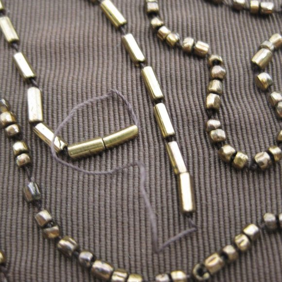 Beaded Box Purse Handbag Brown Evening Vintage - Picture 6 of 6